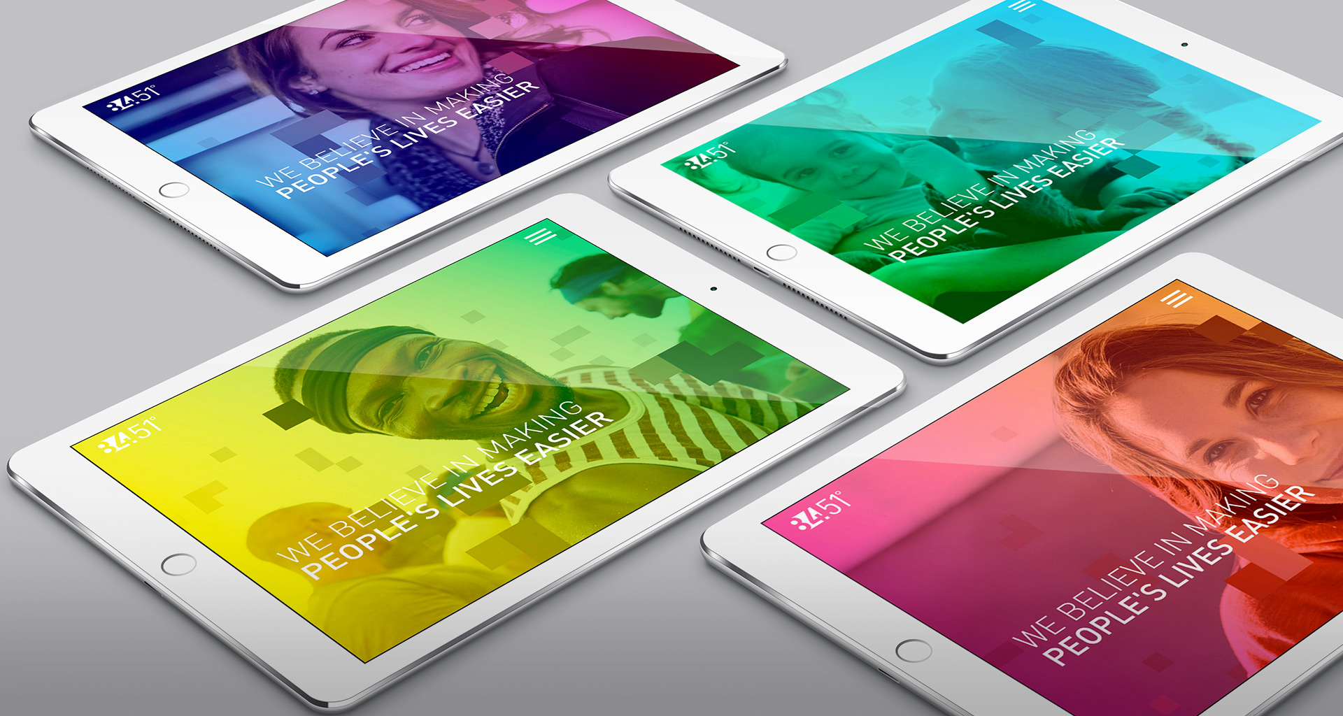 84.51° web design on tablet displays