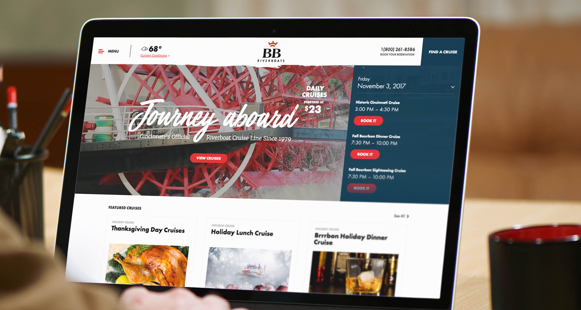 desktop view of BB Riverboats website developed by Bluestone Creative