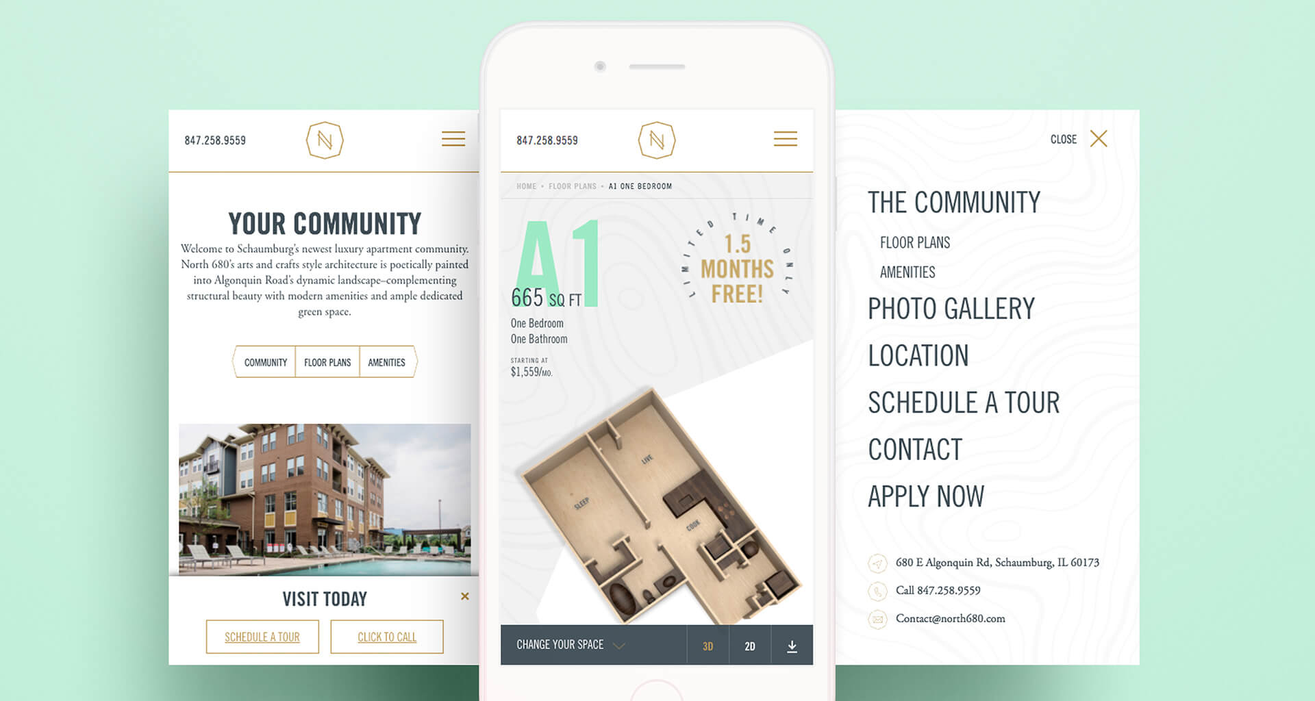 mockup of sample web pages on mobile