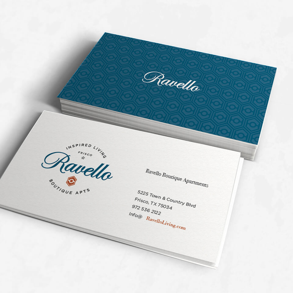 Ravello Stonebriar business cards designed by Bluestone Creative
