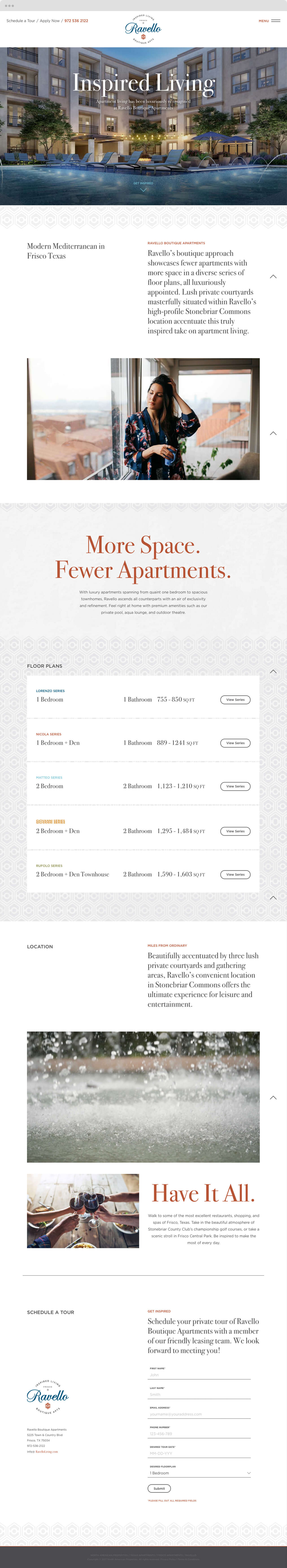 Web design screenshot made by Bluestone creative for Ravello Stonebriar