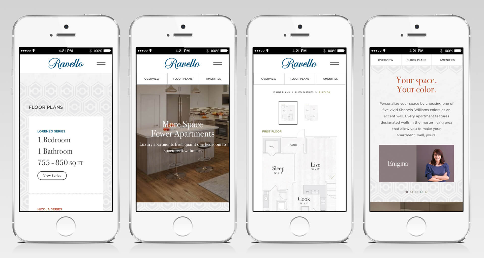 Mobile website mockup for Ravello Stonebriar