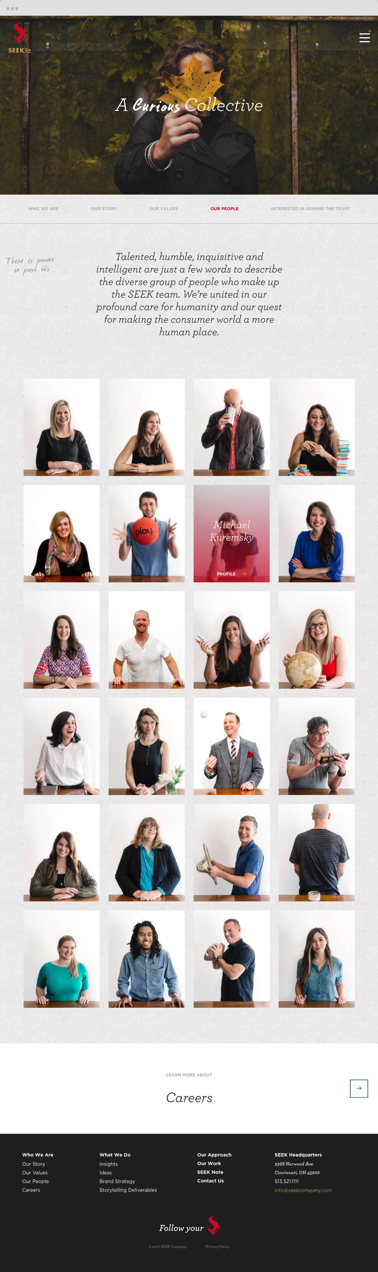 Sample of SEEK Co website team page