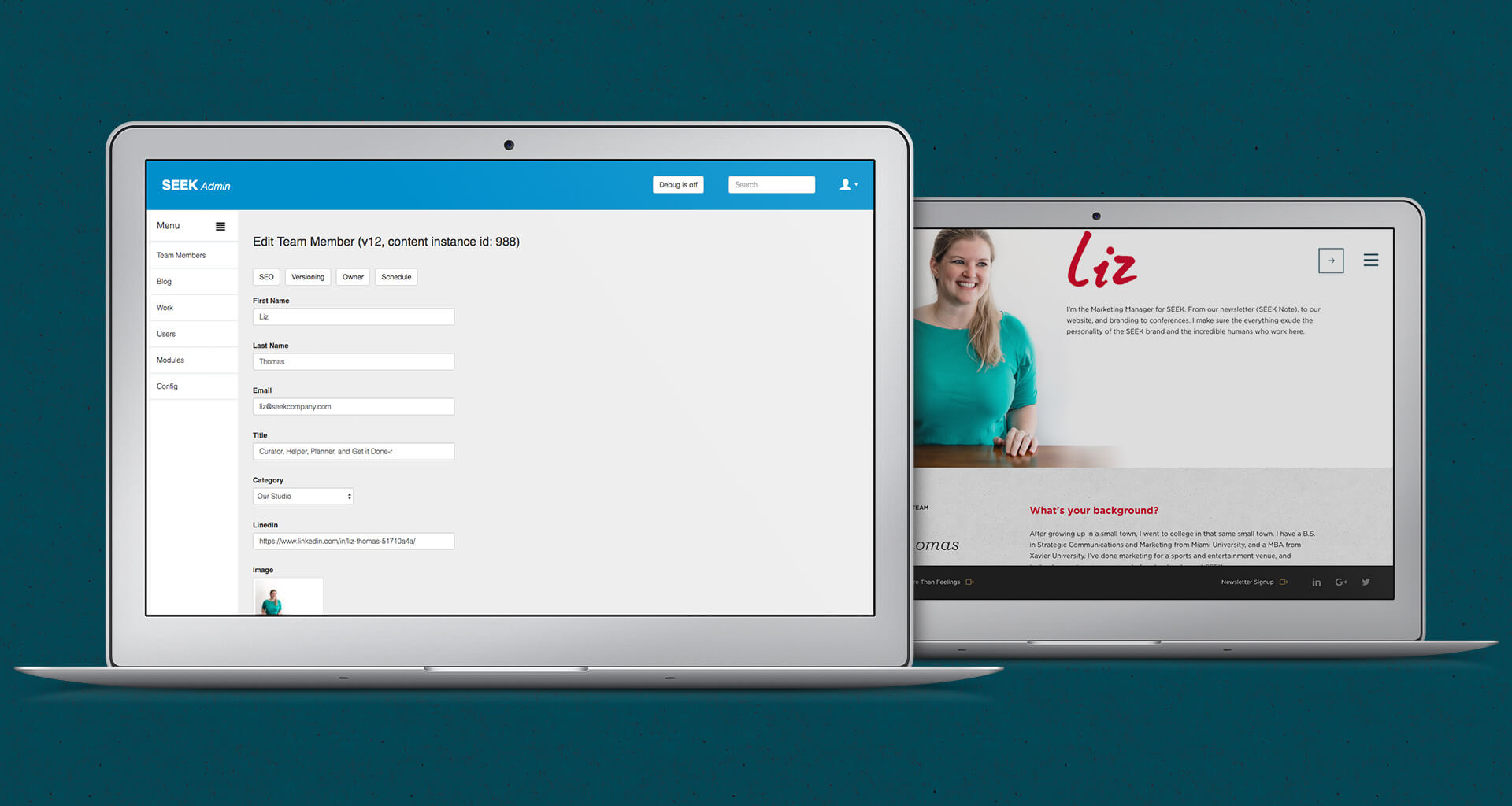 Desktop view of CMS developed by Bluestone Creative