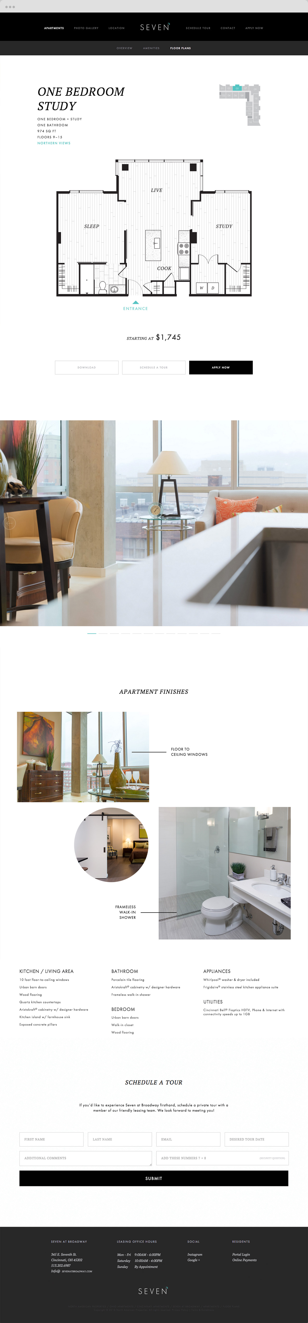 Sample floorplan webpage for Seven at Broadway