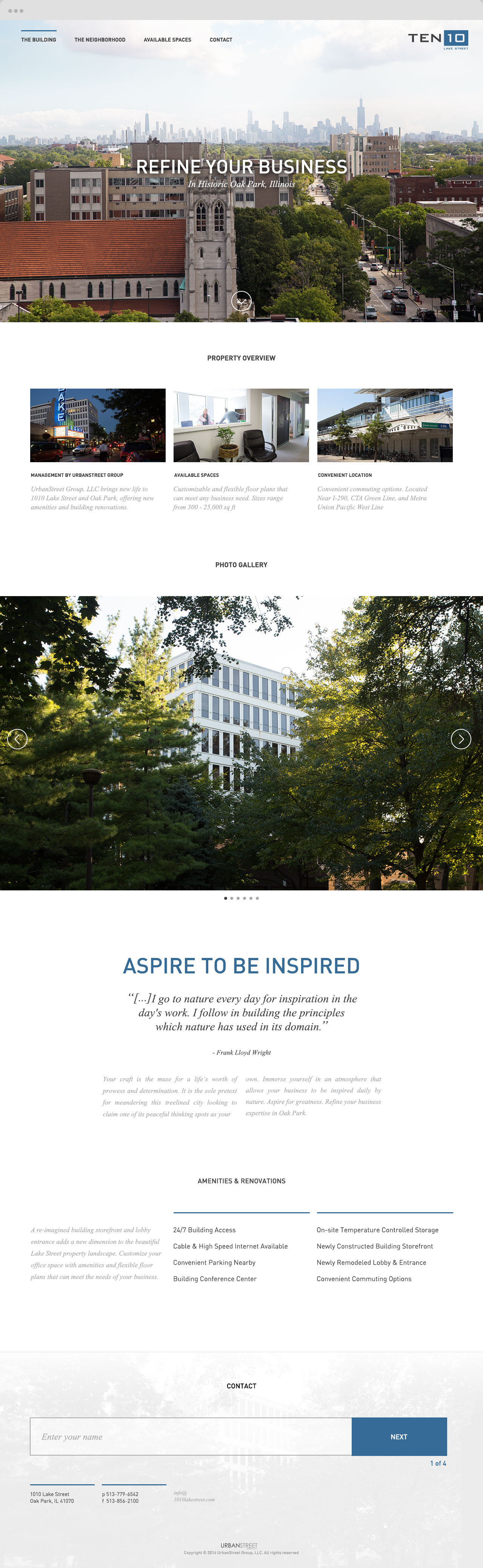 Home page of Ten10 Lake Street website developed by Bluestone Creative