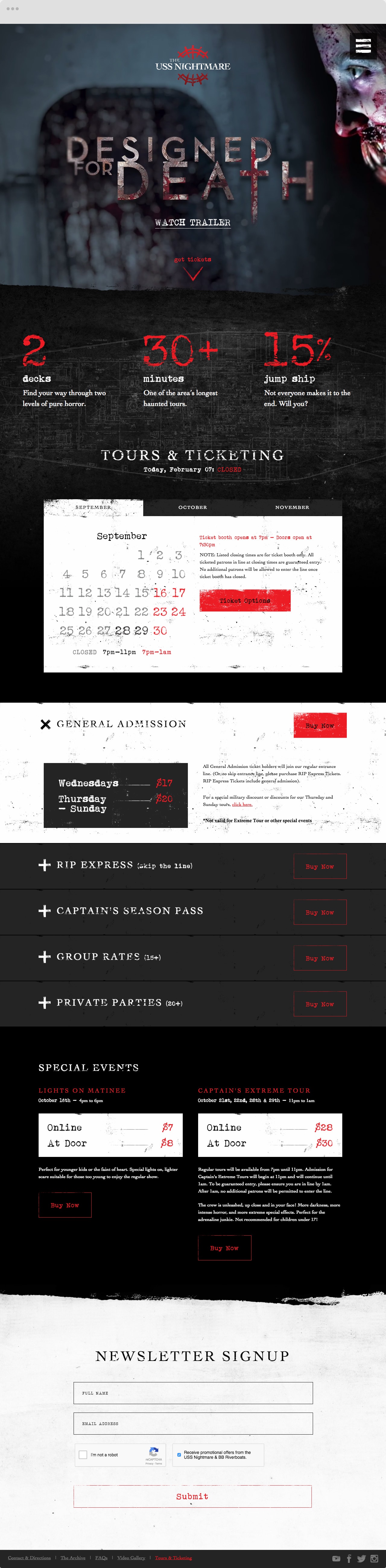 Homepage redesign for USS Nightmare