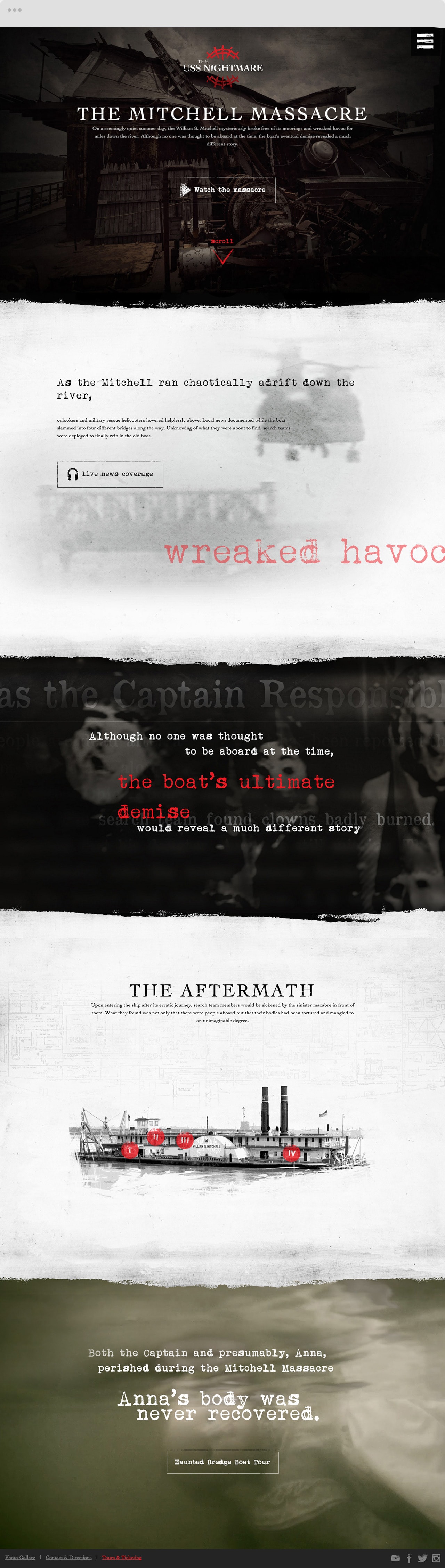 Sample web page Bluestone Creative developed for USS Nightmare